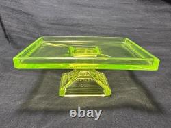 Vintage Vaseline/Uranium Clark's Teaberry Gum Glass Display Tray with Original Gum
