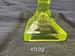 Vintage Vaseline/Uranium Clark's Teaberry Gum Glass Display Tray with Original Gum