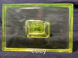 Vintage Vaseline/Uranium Clark's Teaberry Gum Glass Display Tray with Original Gum