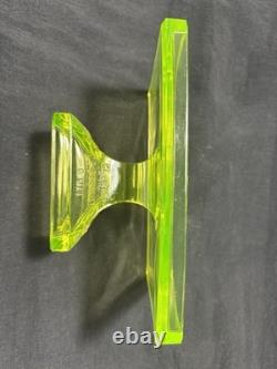 Vintage Vaseline/Uranium Clark's Teaberry Gum Glass Display Tray with Original Gum