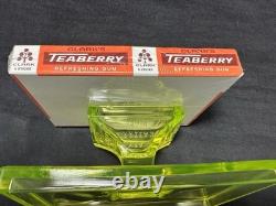 Vintage Vaseline/Uranium Clark's Teaberry Gum Glass Display Tray with Original Gum