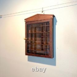 Vintage Wall Curio Wood Cabinet Hanging Trinket Glass Door Hinged Mini Gift