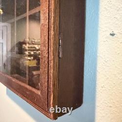 Vintage Wall Curio Wood Cabinet Hanging Trinket Glass Door Hinged Mini Gift