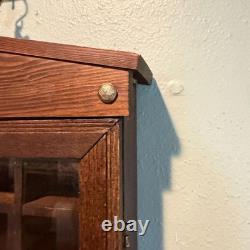 Vintage Wall Curio Wood Cabinet Hanging Trinket Glass Door Hinged Mini Gift