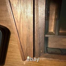 Vintage Wall Curio Wood Cabinet Hanging Trinket Glass Door Hinged Mini Gift