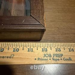 Vintage Wall Curio Wood Cabinet Hanging Trinket Glass Door Hinged Mini Gift