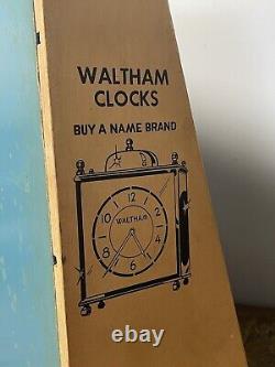 Vintage Waltham Clocks-clock company display counter wooden & glass advertising