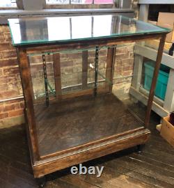 Vintage Wood & Glass General Store Floor Display Case 36 W x 26 D x 41 Tall