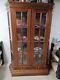 Vintage Wood Mahogany Glass Book Items Store Display Cabinet Curio Furniture