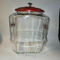 Vintage X-LARGE Glass 12 LANCE Crackers Jar WithMetal Lid