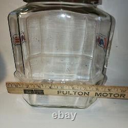 Vintage X-LARGE Glass 12 LANCE Crackers Jar WithMetal Lid