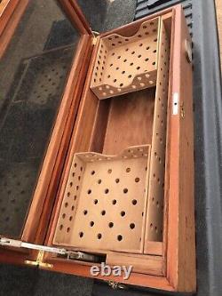 Vintage large store display personal cigar box humidor credo hygrometer glass