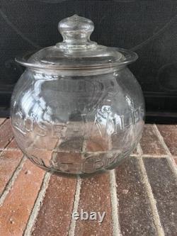 Vtg 1940s Sunshine Biscuit Loose Wiles Co. Candy Country Store Glass Jar Large