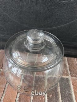 Vtg 1940s Sunshine Biscuit Loose Wiles Co. Candy Country Store Glass Jar Large