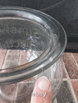 Vtg 1940s Sunshine Biscuit Loose Wiles Co. Candy Country Store Glass Jar Large