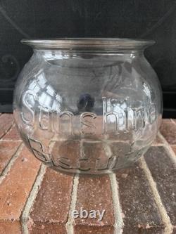 Vtg 1940s Sunshine Biscuit Loose Wiles Co. Candy Country Store Glass Jar Large