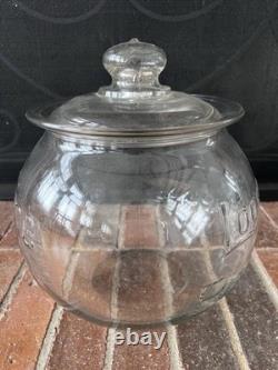 Vtg 1940s Sunshine Biscuit Loose Wiles Co. Candy Country Store Glass Jar Large