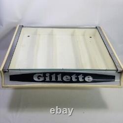 Vtg 1950s Gillette Razor Countertop Display Box Hinged Glass Top 17 x 13 Store