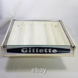 Vtg 1950s Gillette Razor Countertop Display Box Hinged Glass Top 17 x 13 Store