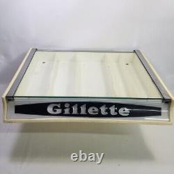 Vtg 1950s Gillette Razor Countertop Display Box Hinged Glass Top 17 x 13 Store