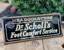 Vtg 30's Dr. Scholl's Foot Comfort Service Mirrored Glass Store Countertop Sign