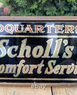 Vtg 30's Dr. Scholl's Foot Comfort Service Mirrored Glass Store Countertop Sign