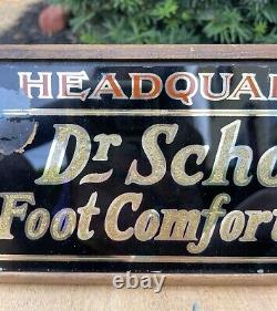 Vtg 30's Dr. Scholl's Foot Comfort Service Mirrored Glass Store Countertop Sign