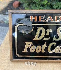 Vtg 30's Dr. Scholl's Foot Comfort Service Mirrored Glass Store Countertop Sign