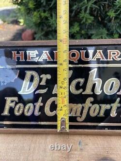 Vtg 30's Dr. Scholl's Foot Comfort Service Mirrored Glass Store Countertop Sign