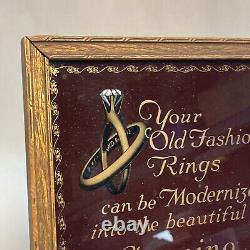 Vtg Art Deco Traub Diamond Ring Reverse On Glass Store Display Counter Top Sign