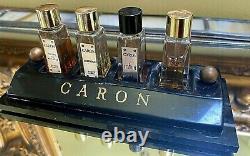 Vtg CARON store tester unit display 4 Bottles withglass daubers Circa 1930s Mini