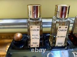 Vtg CARON store tester unit display 4 Bottles withglass daubers Circa 1930s Mini