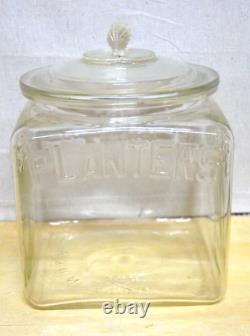 Vtg. Circa 1930's Planters Peanut Glass Square Jar Store Display Advertisement