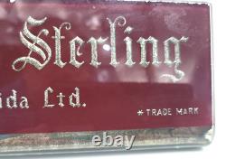 Vtg Heirloom Sterling Service Etched, Painted Glass Store Countertop Sign Onedia