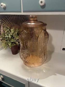 Vtg Pink Glass Planters Peanuts Embossed 4 Corner Store Display Cookie Jar 14 H