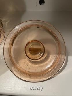 Vtg Pink Glass Planters Peanuts Embossed 4 Corner Store Display Cookie Jar 14 H