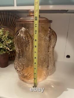 Vtg Pink Glass Planters Peanuts Embossed 4 Corner Store Display Cookie Jar 14 H