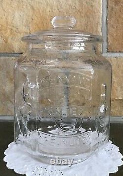 Vtg Planters Pennant 5¢ Salted Peanuts Octagon Glass Store Counter Display Jar