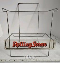 Vtg Rolling Stone Magazine Wire Store Display Rack Lucite or Acrylic Sign RARE