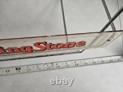 Vtg Rolling Stone Magazine Wire Store Display Rack Lucite or Acrylic Sign RARE