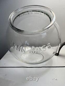 Vtg United States Nut Co Lynn Mass MA Glass Peanut Jar Store Counter Display