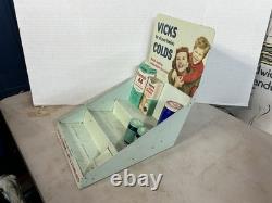 Vtg Vicks, Countertop Store, Display Vtg Tin Sign, Glass Bottle Advertisement