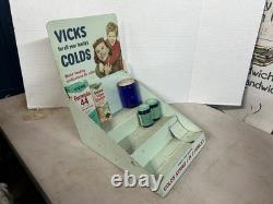 Vtg Vicks, Countertop Store, Display Vtg Tin Sign, Glass Bottle Advertisement