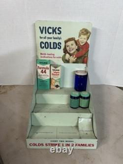 Vtg Vicks, Countertop Store, Display Vtg Tin Sign, Glass Bottle Advertisement