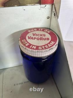 Vtg Vicks, Countertop Store, Display Vtg Tin Sign, Glass Bottle Advertisement