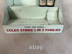 Vtg Vicks, Countertop Store, Display Vtg Tin Sign, Glass Bottle Advertisement