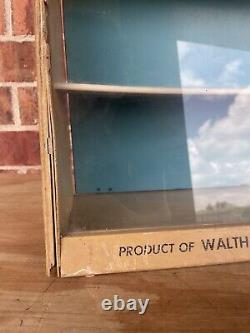 Vtg Waltham Clocks-clock company display counter? Wooden & glass advertising