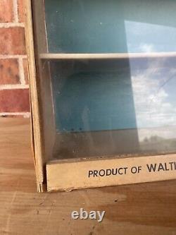 Vtg Waltham Clocks-clock company display counter? Wooden & glass advertising