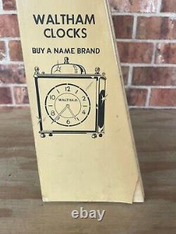 Vtg Waltham Clocks-clock company display counter? Wooden & glass advertising