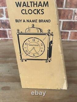 Vtg Waltham Clocks-clock company display counter? Wooden & glass advertising